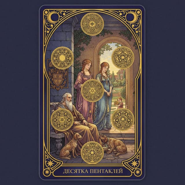 Карта таро Десятка Пентакли — значение в прямом и перевёрнутом положении