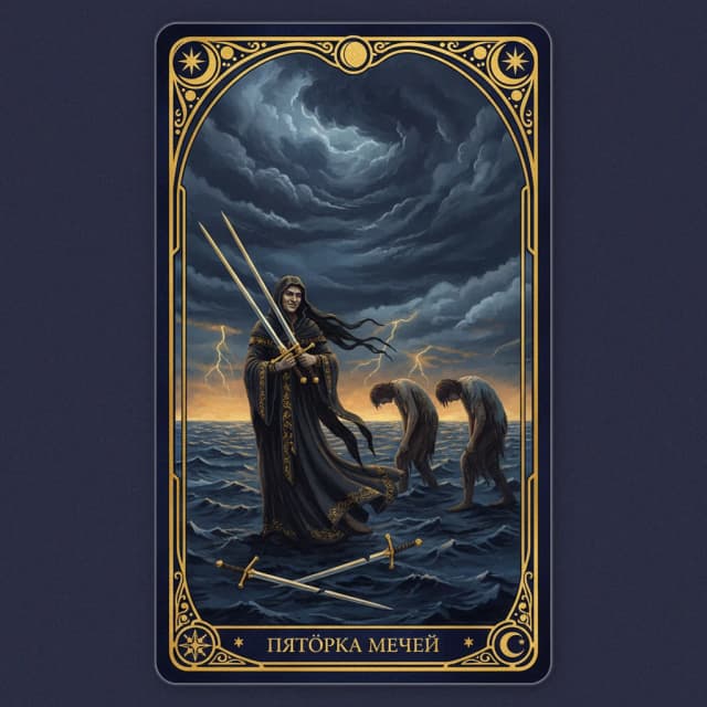 Карта таро Пятёрка Мечи — значение в прямом и перевёрнутом положении