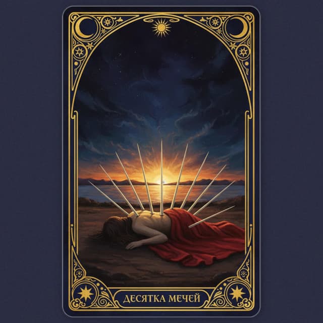 Карта таро Десятка Мечи — значение в прямом и перевёрнутом положении