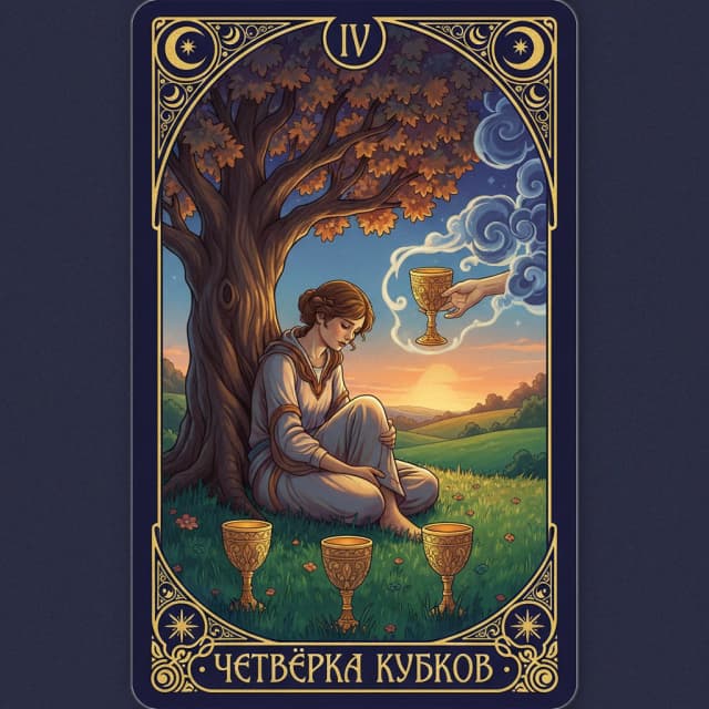 Карта таро Четвёрка Кубки — значение в прямом и перевёрнутом положении