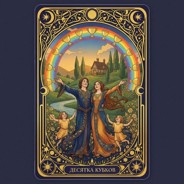 Карта таро Десятка Кубки — значение в прямом и перевёрнутом положении