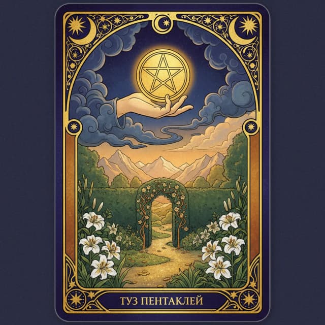 Карта таро Туз Пентакли — значение в прямом и перевёрнутом положении